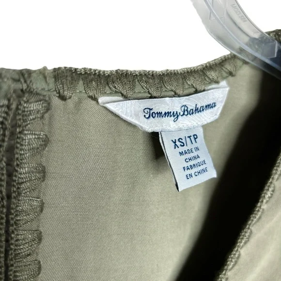 Tommy Bahama Dress XS Green Flutter Sleeve Knee Length Sage - Picture 11 of 14